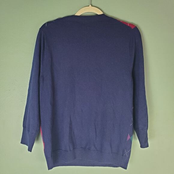 Talbots Womens Multicolor Argyle Lambswool Sweater Size Large - Picture 2 of 5